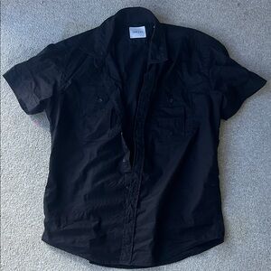 Black Casual Men's Button Down Shirt